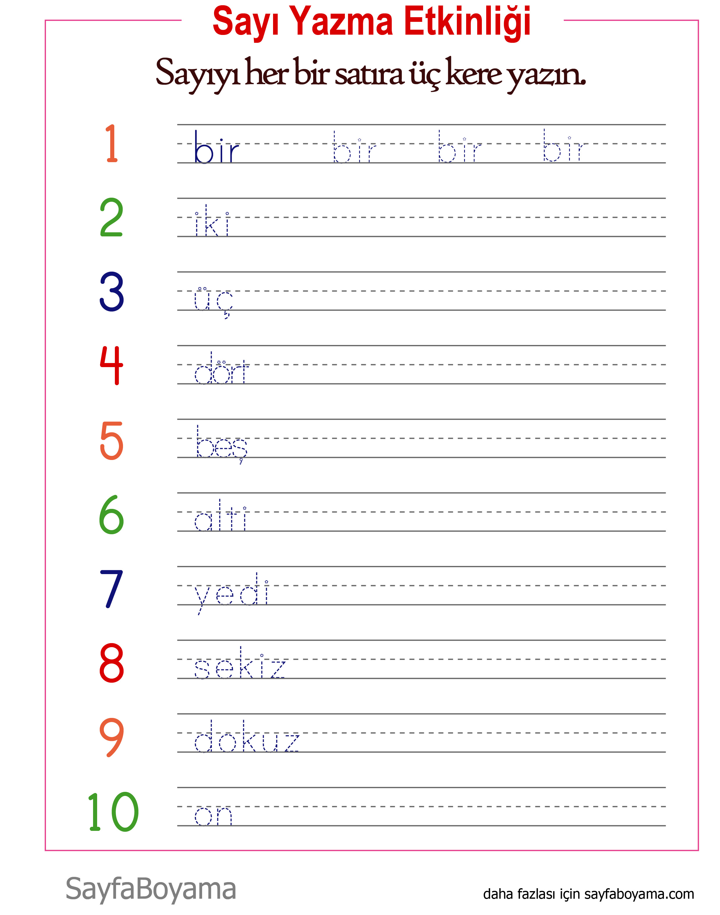 Sayı Yazma Etkinliği 1’den 10’a Kadar Wallpaper Sayı Yazma Etkinliği 1’den 10’a Kadar Wallpaper