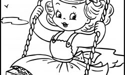 Kiz Salincakta Sallaniyor Yaz Boyama Sayfasi Sayfa Boyama