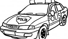 Tek Polis Arabası Boyama Sayfası