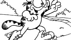 Garfield Patenle Kayıyor Boyama Sayfası